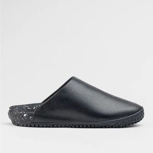 Black Slip-On Mule with Speckled Sole